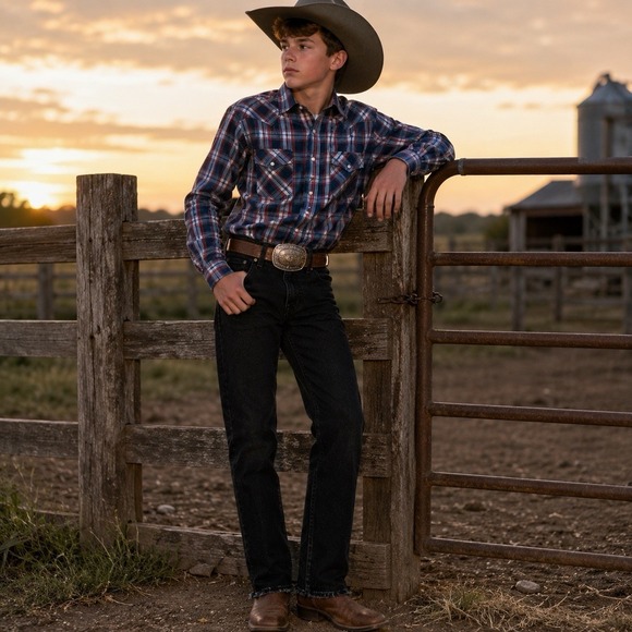 Wrangler Other - Wrangler Retro Slim Straight Black Cowboy Denim Jeans Boys 12R Adjustable Waist